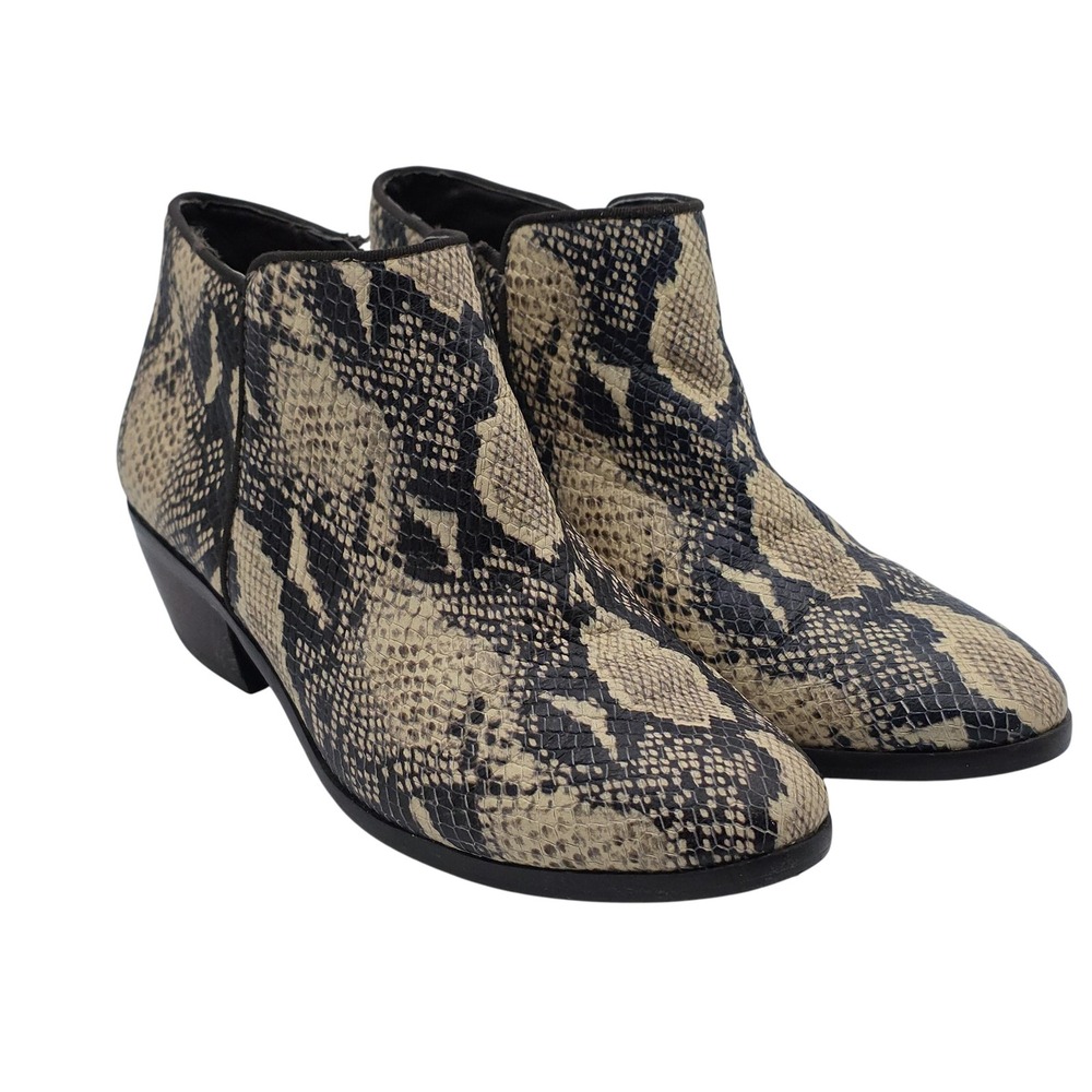 Sam Edelman‎ Boots Womens Size 6.5 Snake Print Ankle Booties Side Zip Low Heel